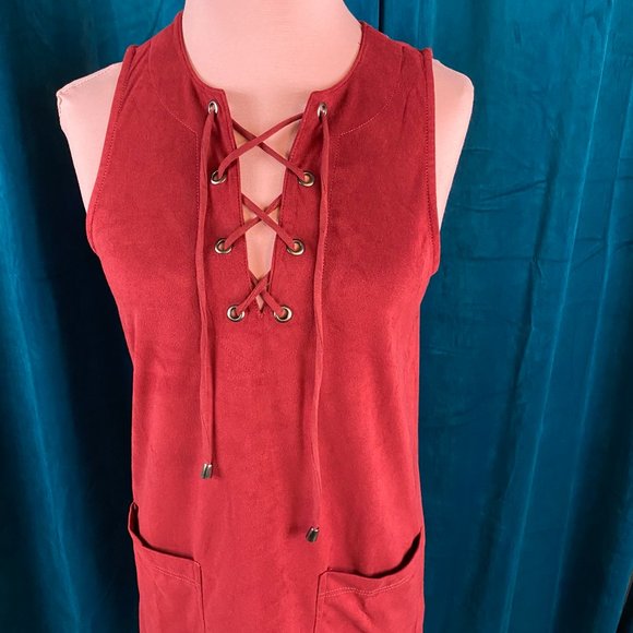 Forever 21 Faux Suede Lace Up Dress - Picture 5 of 10